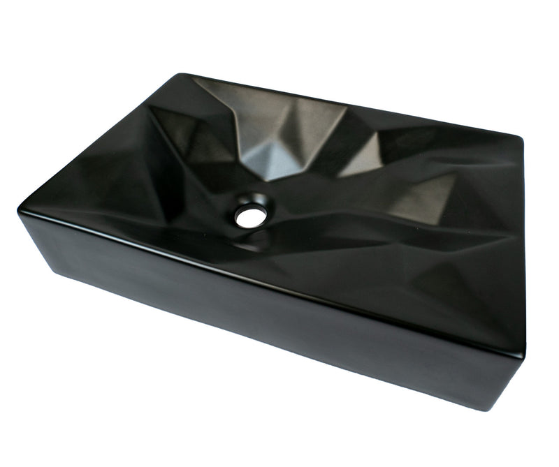 Pearl Eternal CHRONOS Matte Black Rectangle Vessel Bathroom Sink - GBC526-BL