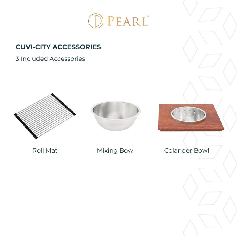Pearl CUVI-CITY 18" Single Bowl Undermount Workstation Kitchen Sink – Stainless Steel – GQV1819C