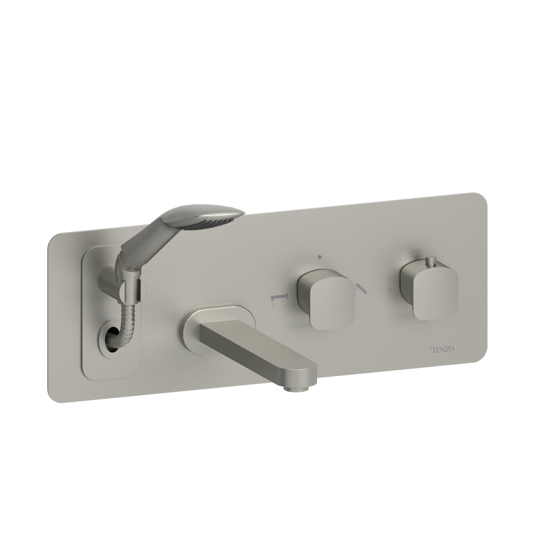 Tenzo Delano Wall Mount Tub Faucet With Retractable Hose Brushed Nickel - DET73-BN