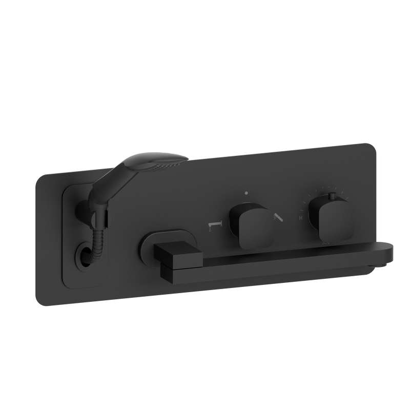 Robinet de baignoire mural Tenzo Delano avec bec pivotant noir mat - DET74-MB