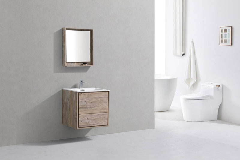 Kube Bath DeLusso 24" Nature Wood Wall Mount Modern Bathroom Vanity - DL24-NW