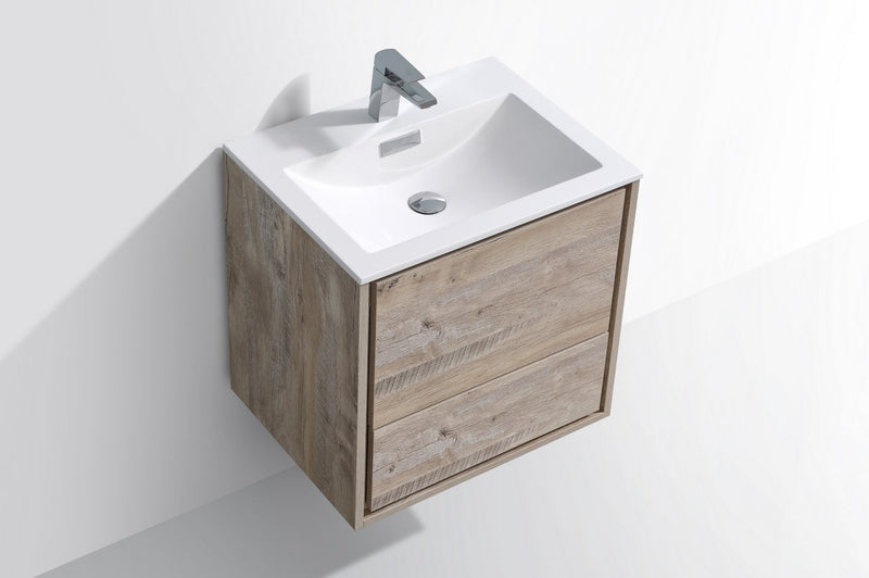 Kube Bath DeLusso 24" Nature Wood Wall Mount Modern Bathroom Vanity - DL24-NW
