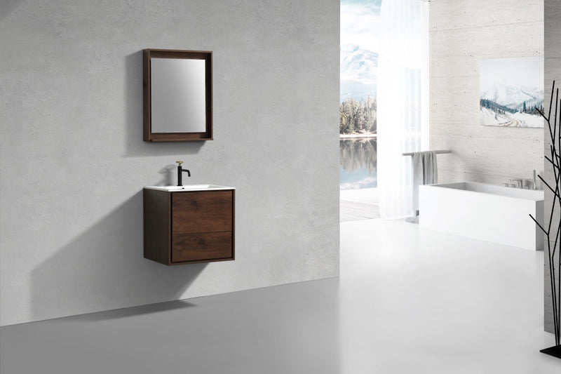 Kube Bath DeLusso 24" Rose Wood Wall Mount Modern Bathroom Vanity - DL24-RW
