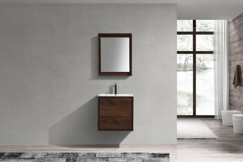 Kube Bath DeLusso 24" Rose Wood Wall Mount Modern Bathroom Vanity - DL24-RW