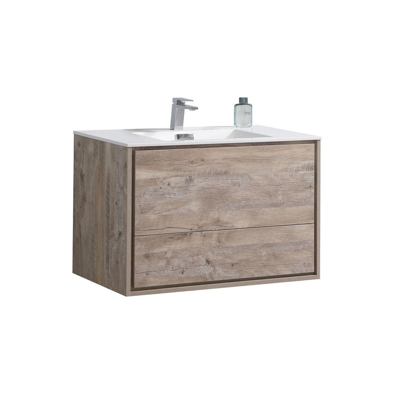 Kube Bath DeLusso 36" Nature Wood Wall Mount Modern Bathroom Vanity - DL36-NW