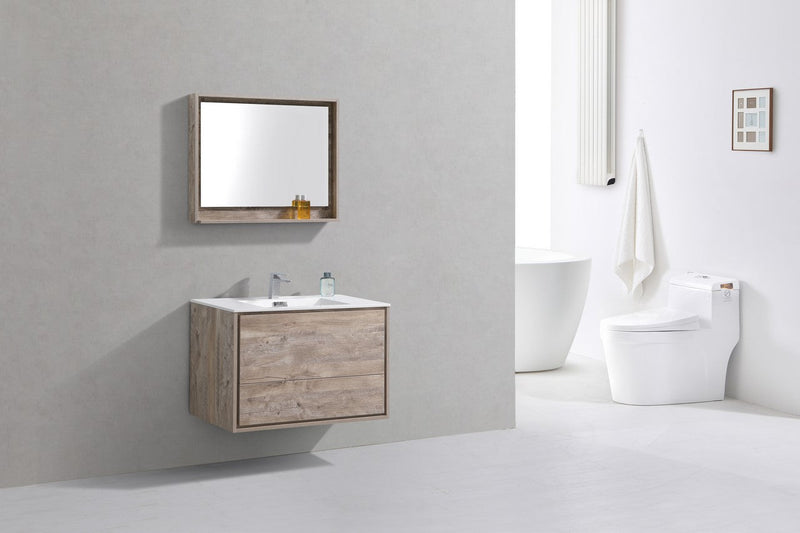 Kube Bath DeLusso 36" Nature Wood Wall Mount Modern Bathroom Vanity - DL36-NW