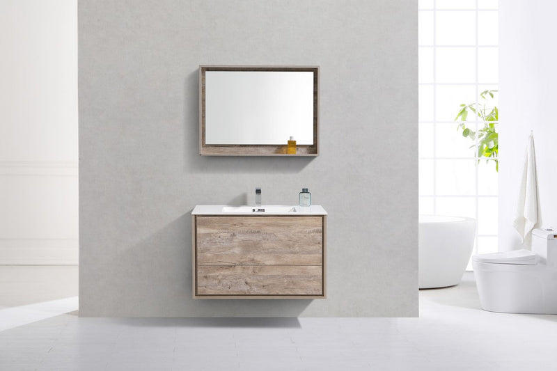 Kube Bath DeLusso 36" Nature Wood Wall Mount Modern Bathroom Vanity - DL36-NW