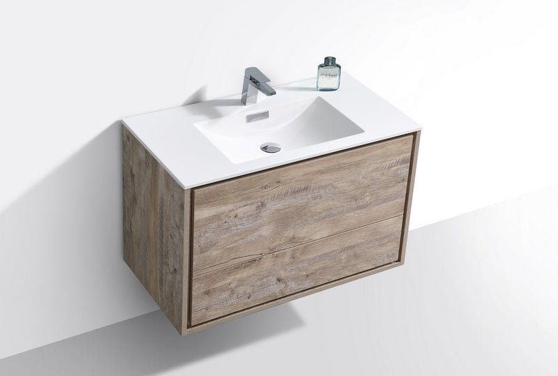 Kube Bath DeLusso 36" Nature Wood Wall Mount Modern Bathroom Vanity - DL36-NW