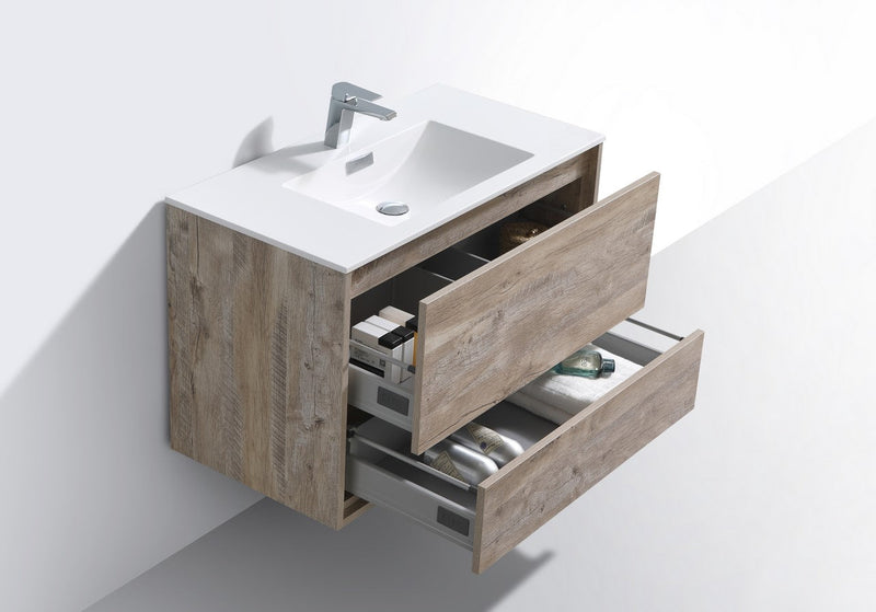 Kube Bath DeLusso 36" Nature Wood Wall Mount Modern Bathroom Vanity - DL36-NW