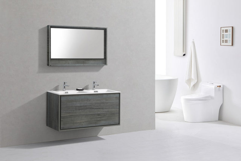 Kube Bath DeLusso 48" Double Sink Ocean Gray Wall Mount Modern Bathroom Vanity - DL48D-BE