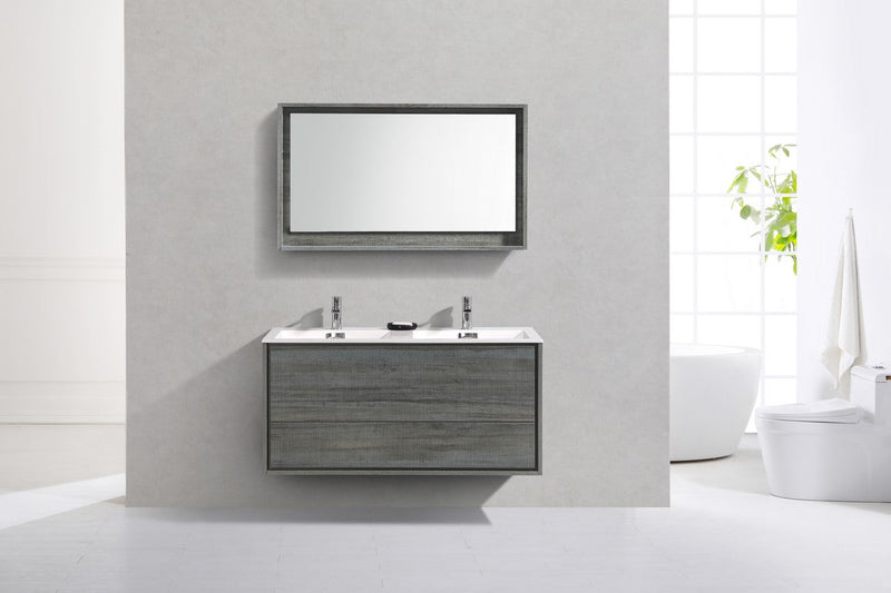 Kube Bath DeLusso 48" Double Sink Ocean Gray Wall Mount Modern Bathroom Vanity - DL48D-BE