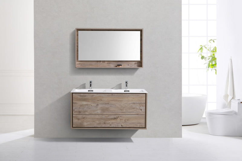 Kube Bath DeLusso 48" Double Sink Nature Wood Wall Mount Modern Bathroom Vanity - DL48D-NW