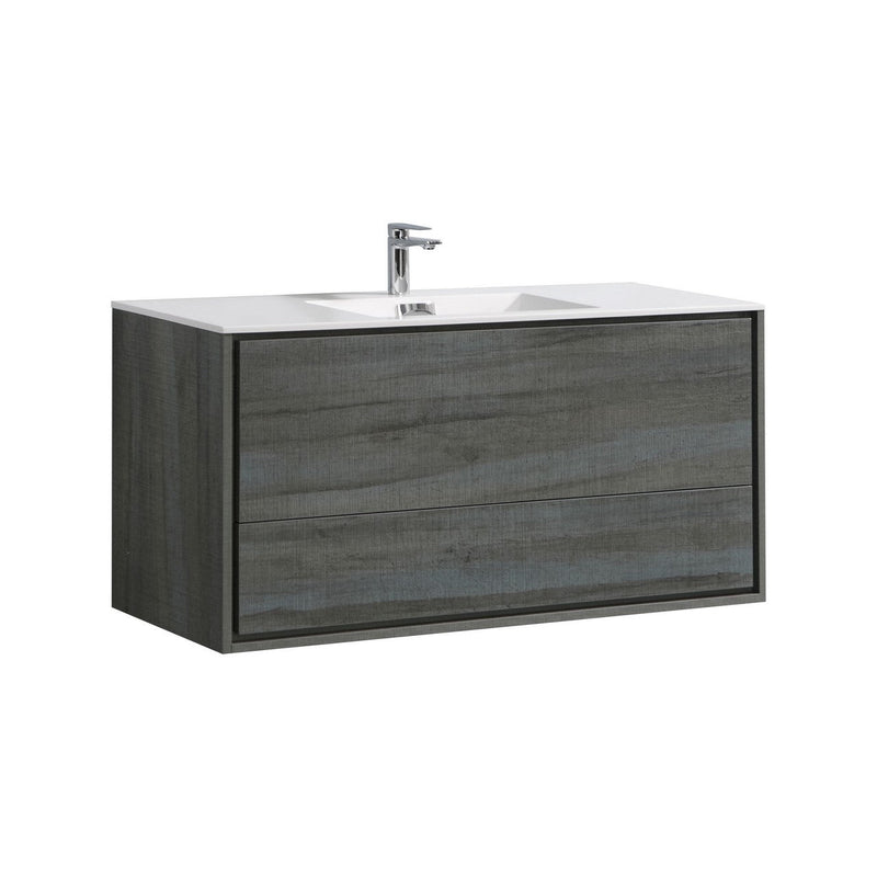 Kube Bath DeLusso 48" Single Sink Ocean Gray Wall Mount Modern Bathroom Vanity - DL48S-BE