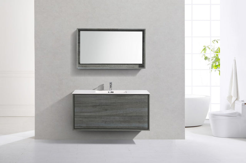 Kube Bath DeLusso 48" Single Sink Ocean Gray Wall Mount Modern Bathroom Vanity - DL48S-BE