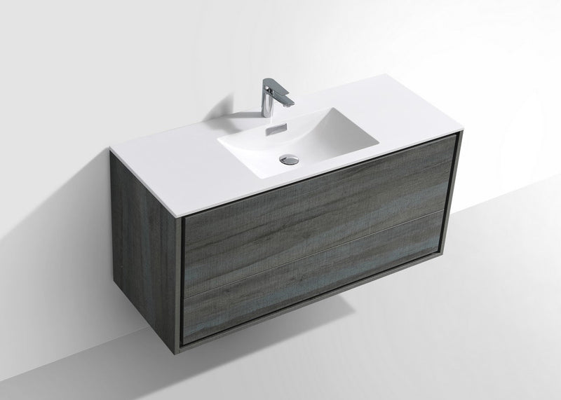 Kube Bath DeLusso 48" Single Sink Ocean Gray Wall Mount Modern Bathroom Vanity - DL48S-BE
