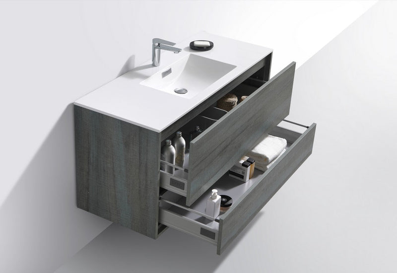 Kube Bath DeLusso 48" Single Sink Ocean Gray Wall Mount Modern Bathroom Vanity - DL48S-BE