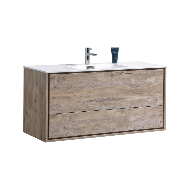 Kube Bath DeLusso 48" Single Sink Nature Wood Wall Mount Modern Bathroom Vanity - DL48S-NW