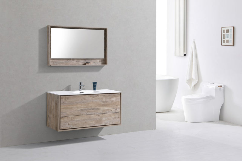 Kube Bath DeLusso 48" Single Sink Nature Wood Wall Mount Modern Bathroom Vanity - DL48S-NW