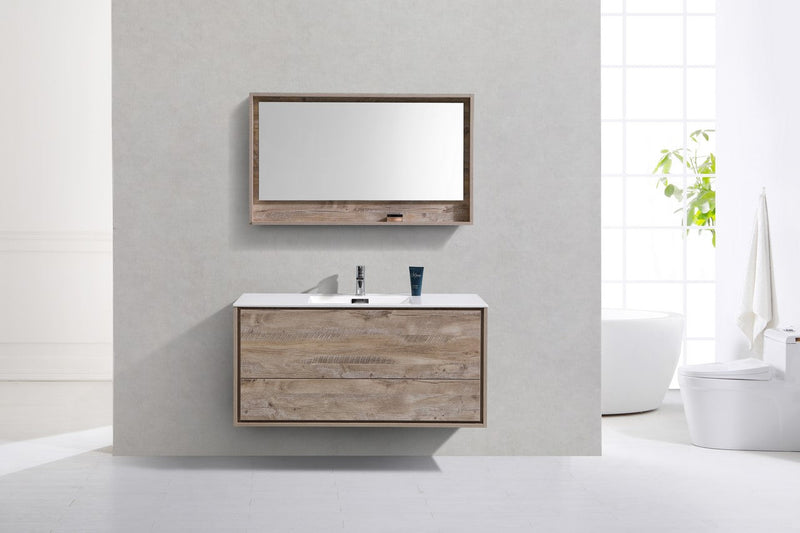 Kube Bath DeLusso 48" Single Sink Nature Wood Wall Mount Modern Bathroom Vanity - DL48S-NW