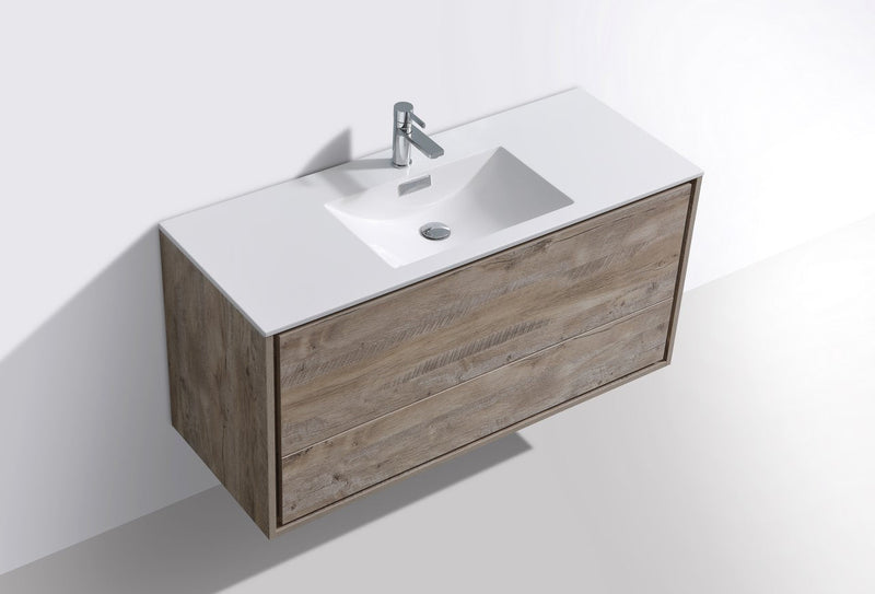 Kube Bath DeLusso 48" Single Sink Nature Wood Wall Mount Modern Bathroom Vanity - DL48S-NW