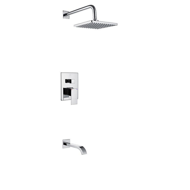 Pearl Ethan II Shower Set 4 Pressure Balance Tub Shower Faucet Rain Shower and Tub Spout Chrome GBBE-SET4-B