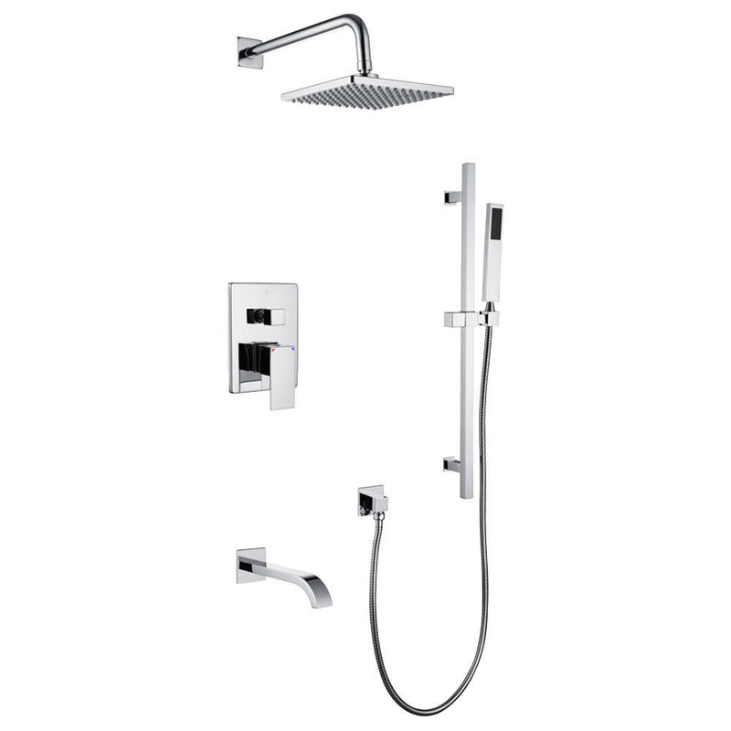 Pearl Ethan II Shower Set 7 Pressure Balance Tub Shower Faucet Rain Shower, Hand Shower, Tub Spout Chrome GBBE-SET7-B