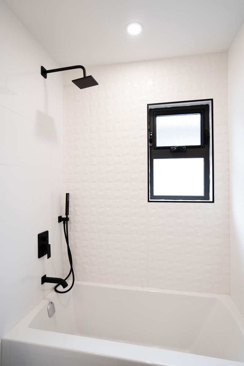 Pearl Ethan II Shower Set 7  Pressure Balance Tub Shower Faucet Rain Shower, Hand Shower, Tub Spout Matte Black GBBE-SET7-MB-B