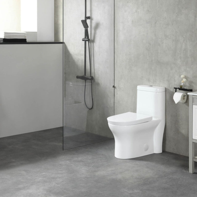 Pearl Fisher Elongated Chair Height 1-Piece 4L/6L Dual Flush Toilet with Soft Close Seat - GBW732B