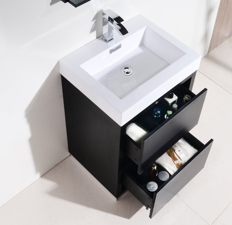 Kube Bath Bliss 24" Black Free Standing Modern Bathroom Vanity - FMB24-BK