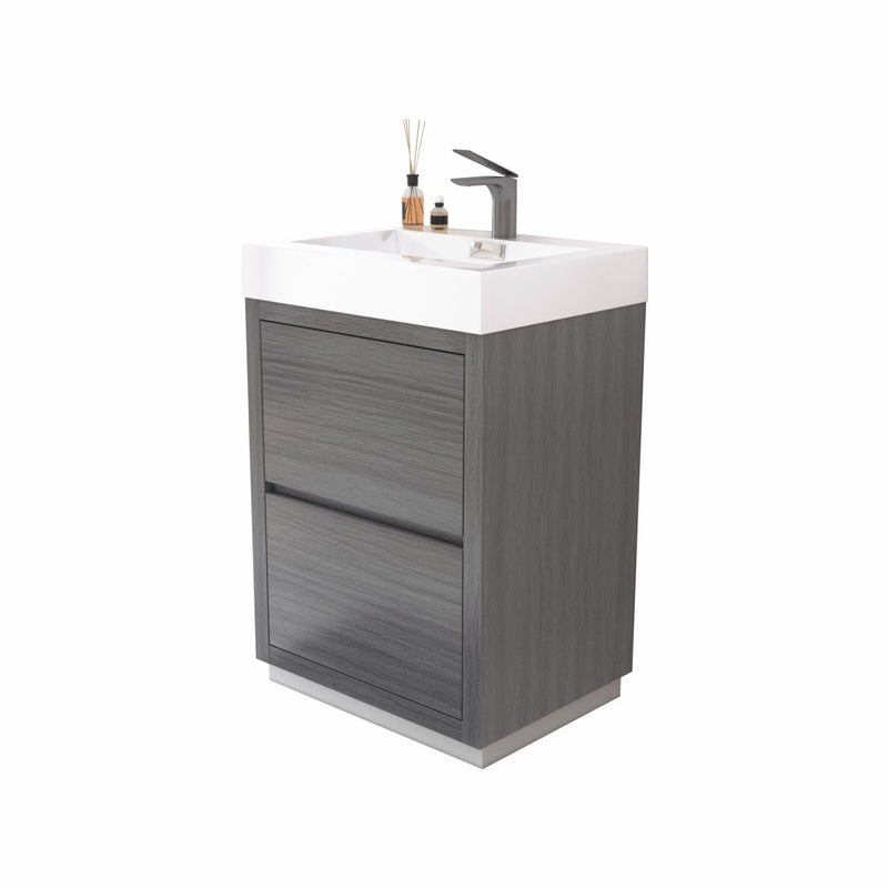 Kube Bath Bliss 24" Vulcan Ash Grey Free Standing Modern Bathroom Vanity - FMB24-VAG