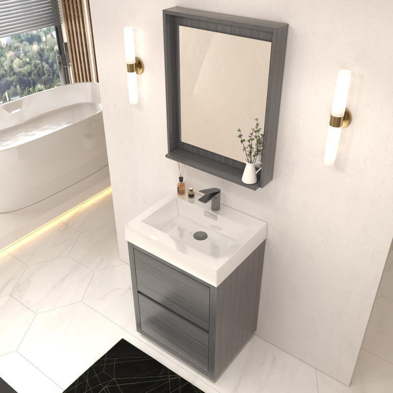 Kube Bath Bliss 24" Vulcan Ash Grey Free Standing Modern Bathroom Vanity - FMB24-VAG