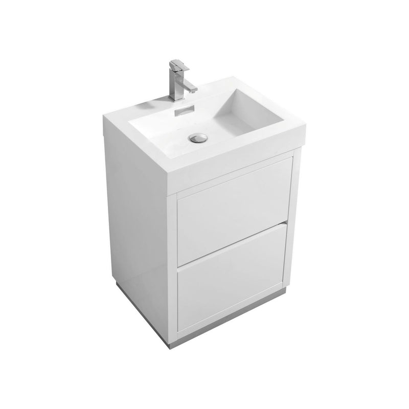 Kube Bath Bliss 24" High Gloss White Free Standing Modern Bathroom Vanity - FMB24-GW