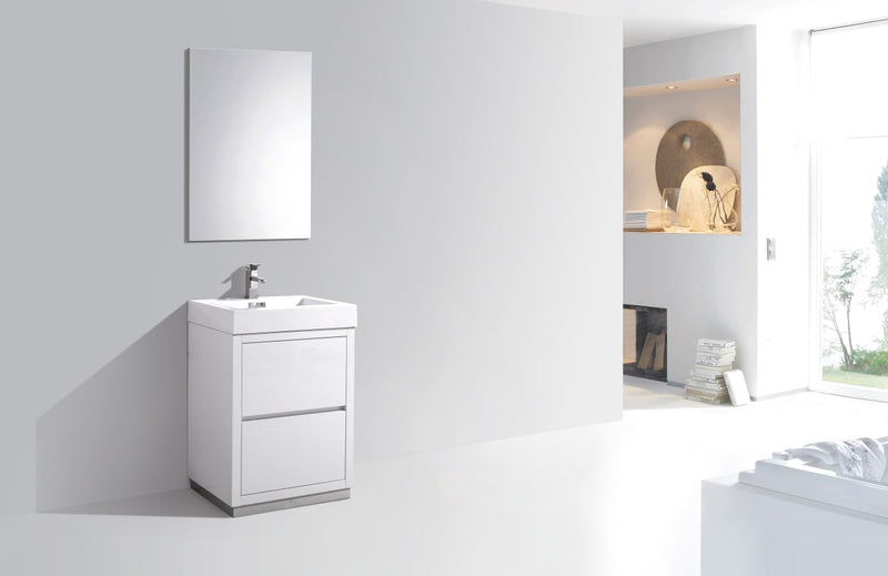 Kube Bath Bliss 24" High Gloss White Free Standing Modern Bathroom Vanity - FMB24-GW