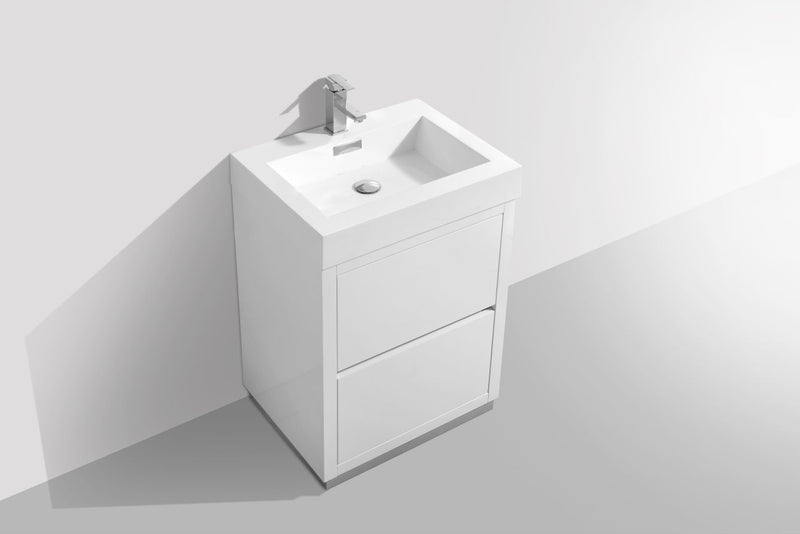 Kube Bath Bliss 24" High Gloss White Free Standing Modern Bathroom Vanity - FMB24-GW