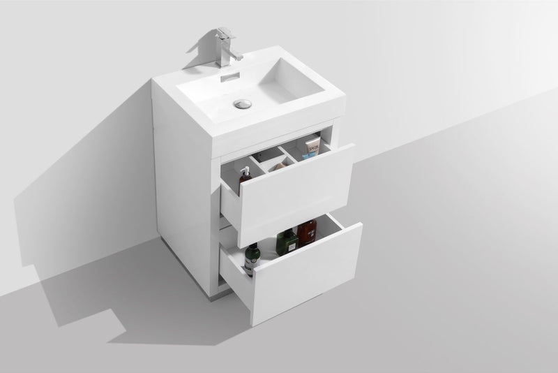 Kube Bath Bliss 24" High Gloss White Free Standing Modern Bathroom Vanity - FMB24-GW