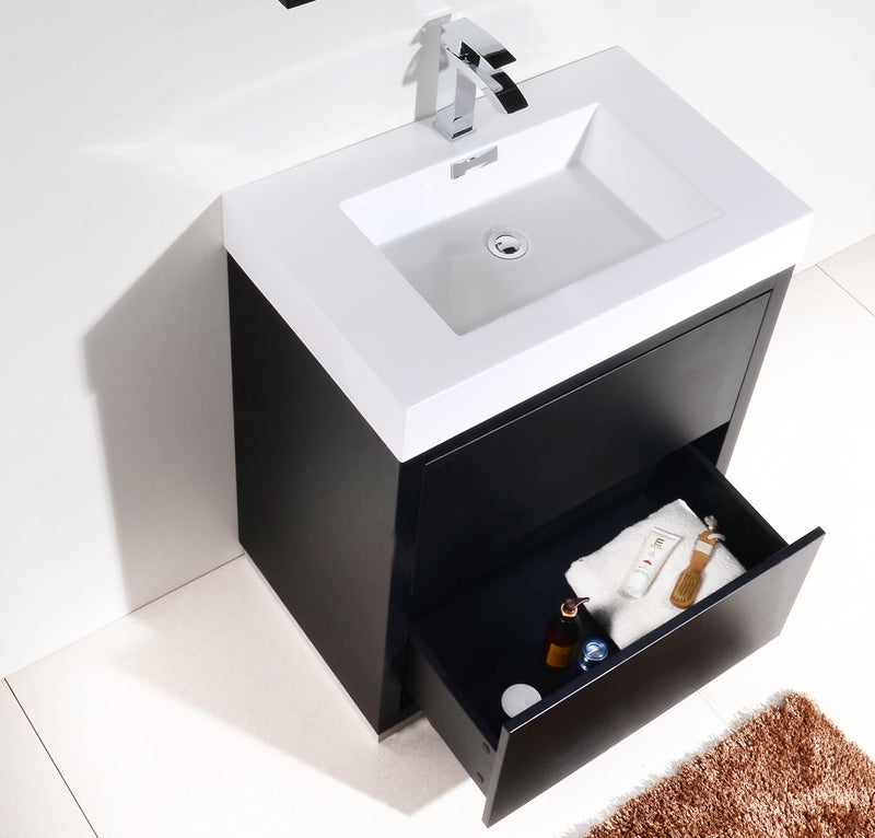 Kube Bath Bliss 30" Black Free Standing Modern Bathroom Vanity - FMB30-BK