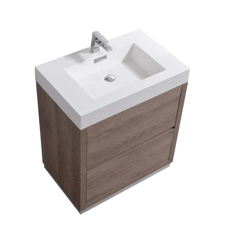 Kube Bath Bliss 30" Butternut Free Standing Modern Bathroom Vanity - FMB30-BTN