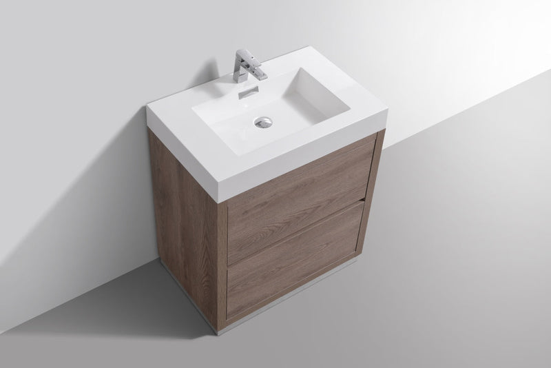 Kube Bath Bliss 30" Butternut Free Standing Modern Bathroom Vanity - FMB30-BTN