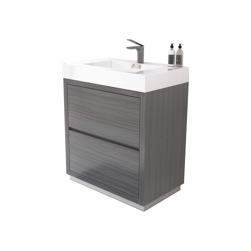 Kube Bath Bliss 30" Vulcan Ash Grey Free Standing Modern Bathroom Vanity - FMB30-VAG