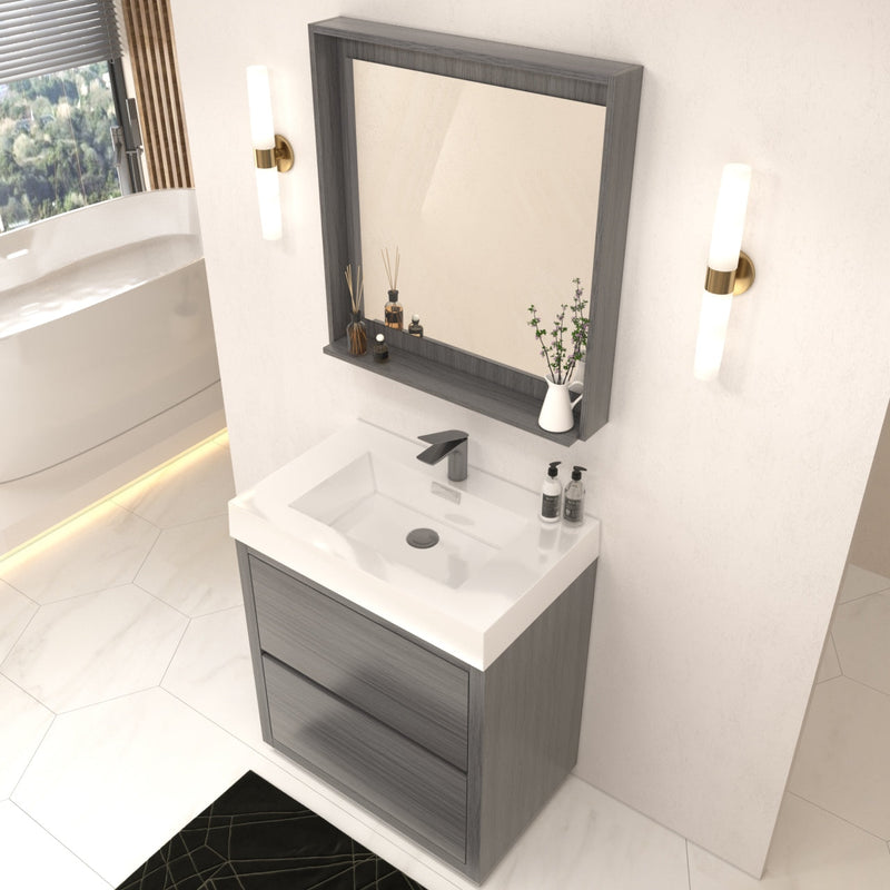 Kube Bath Bliss 30" Vulcan Ash Grey Free Standing Modern Bathroom Vanity - FMB30-VAG