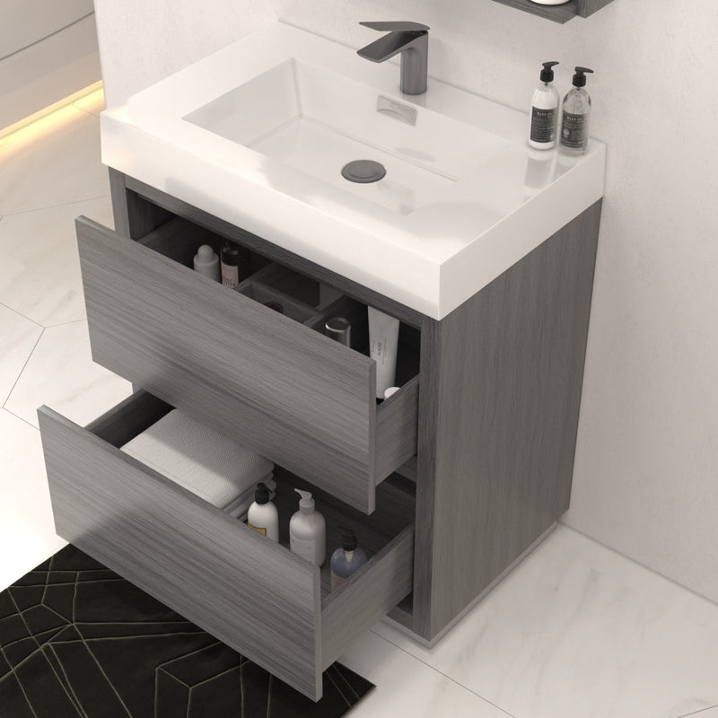 Kube Bath Bliss 30" Vulcan Ash Grey Free Standing Modern Bathroom Vanity - FMB30-VAG