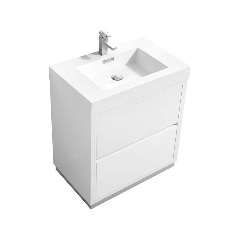 Kube Bath Bliss 30" High Gloss White Free Standing Modern Bathroom Vanity - FMB30-GW