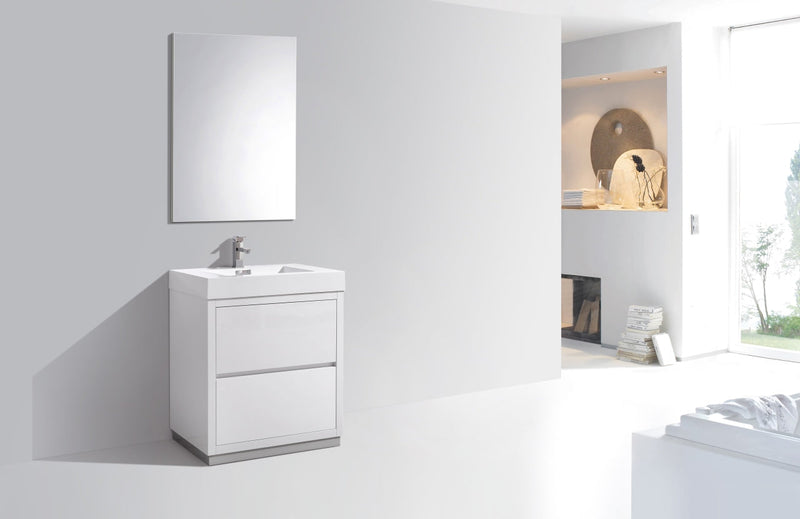 Kube Bath Bliss 30" High Gloss White Free Standing Modern Bathroom Vanity - FMB30-GW