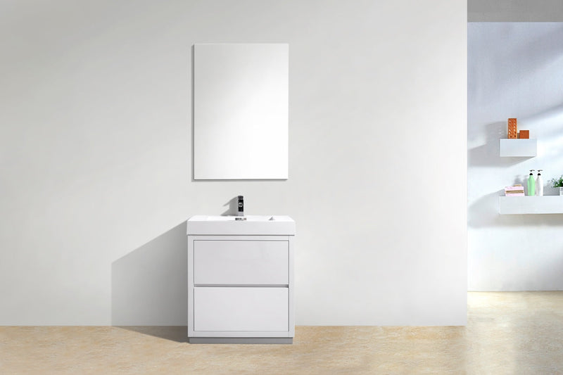 Kube Bath Bliss 30" High Gloss White Free Standing Modern Bathroom Vanity - FMB30-GW