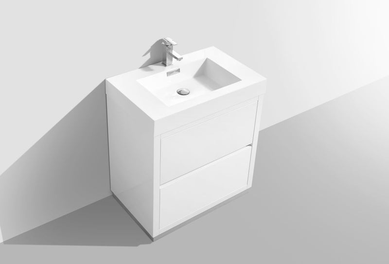Kube Bath Bliss 30" High Gloss White Free Standing Modern Bathroom Vanity - FMB30-GW