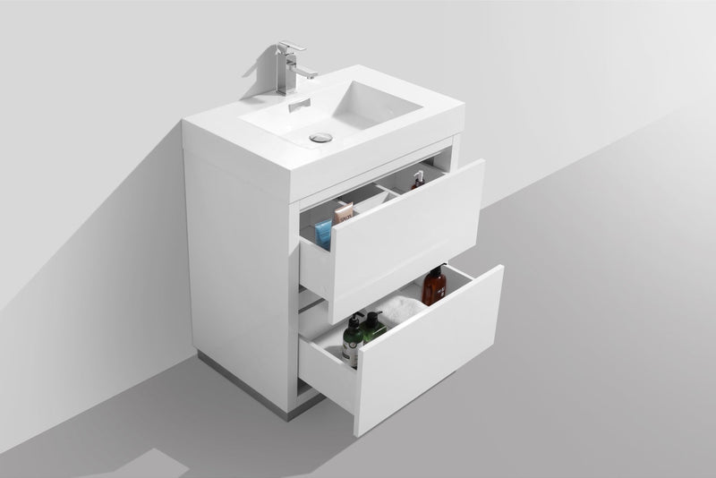 Kube Bath Bliss 30" High Gloss White Free Standing Modern Bathroom Vanity - FMB30-GW