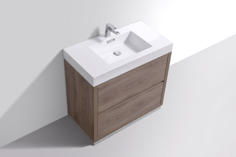 Kube Bath Bliss 36" Butternut Free Standing Modern Bathroom Vanity - FMB36-BTN