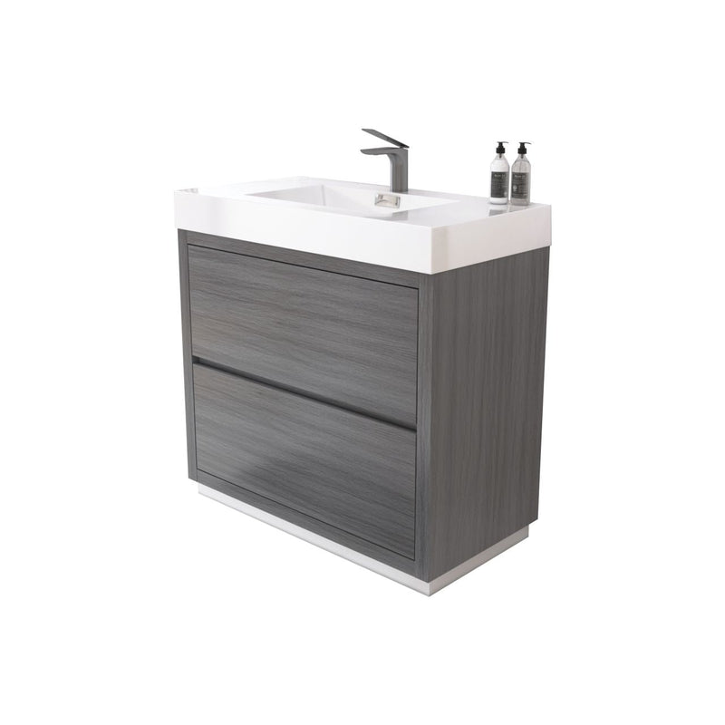 Kube Bath Bliss 36" Vulcan Ash Grey Free Standing Modern Bathroom Vanity - FMB36-VAG