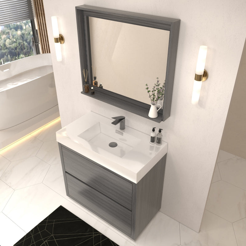Kube Bath Bliss 36" Vulcan Ash Grey Free Standing Modern Bathroom Vanity - FMB36-VAG