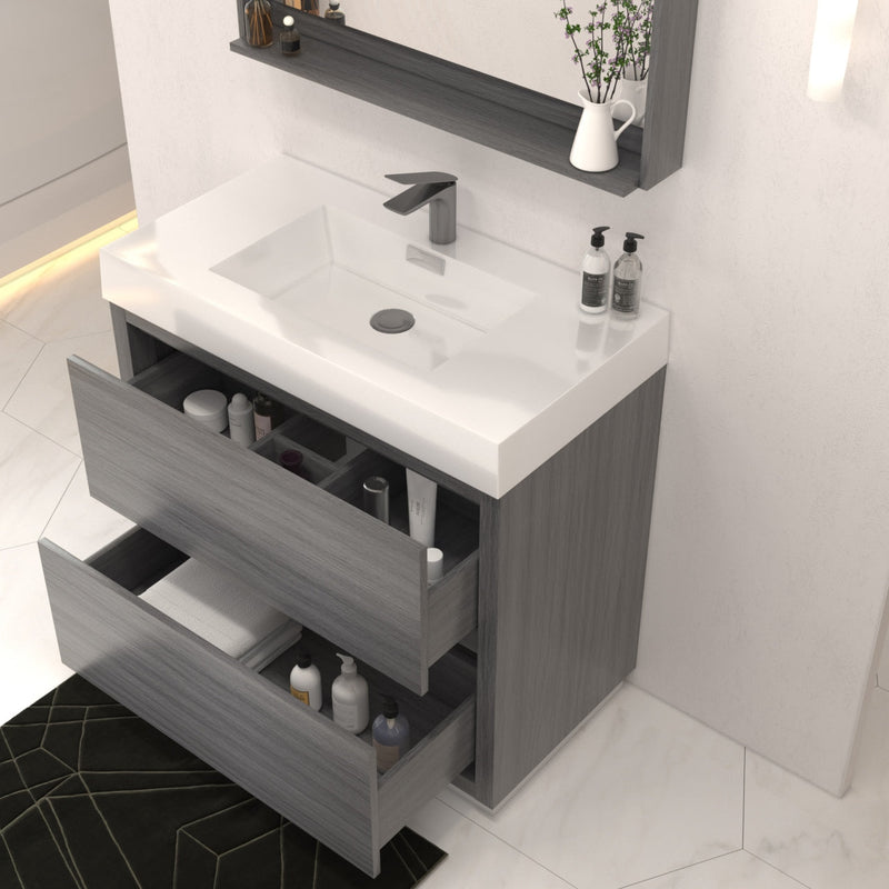 Kube Bath Bliss 36" Vulcan Ash Grey Free Standing Modern Bathroom Vanity - FMB36-VAG